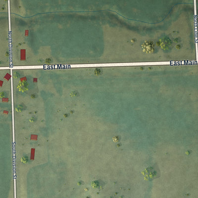 Second close-up of the map of Monmouth, Iowa print showing more streets and buildings