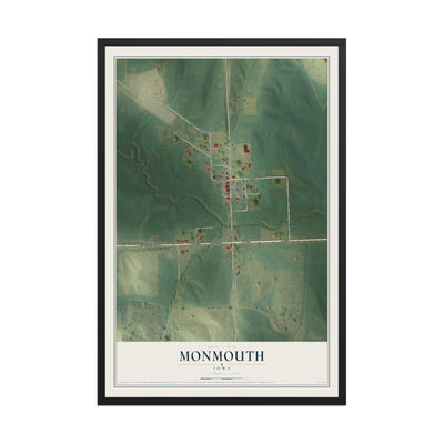 Map of Monmouth, Iowa, 12 x 18 inch print in a black wood frame