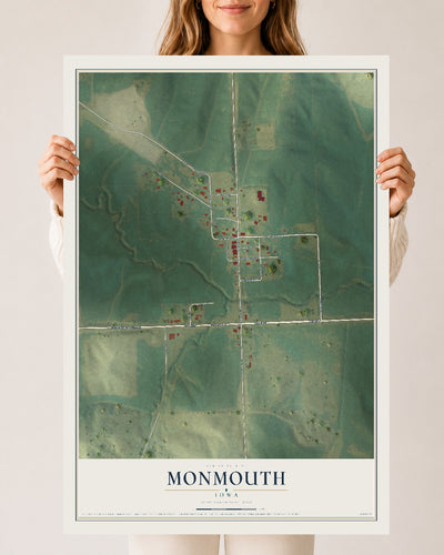 Map of Monmouth, Iowa, 24 x 36 inch unframed archival matte print