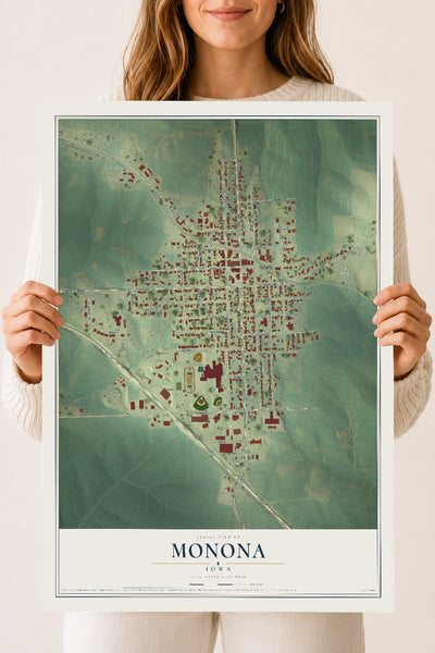Map of Monona, Iowa, 18 x 24 inch unframed archival matte print