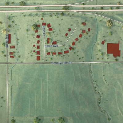 Second close-up of the map of Monroe, Iowa print showing more streets and buildings