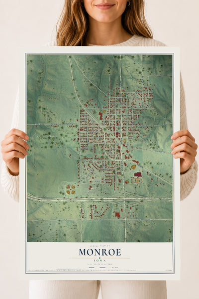 Map of Monroe, Iowa, 18 x 24 inch unframed archival matte print