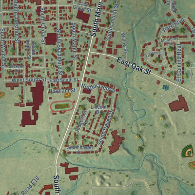 Second close-up of the map of Monticello, Iowa print showing more streets and buildings