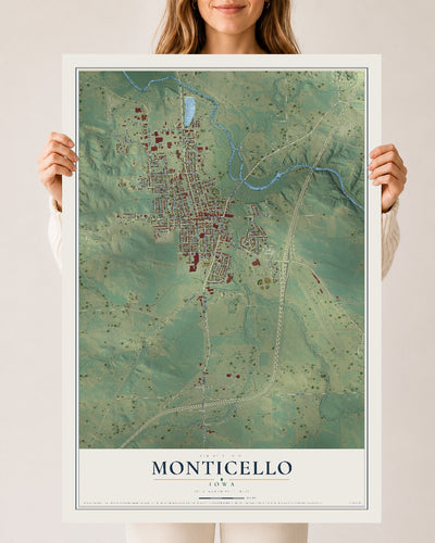 Map of Monticello, Iowa, 24 x 36 inch unframed archival matte print