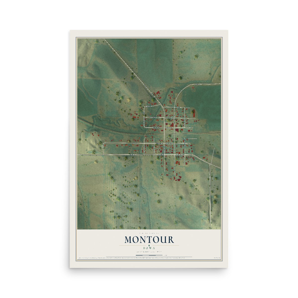Map of Montour, Iowa, 12 x 18 inch unframed archival matte print