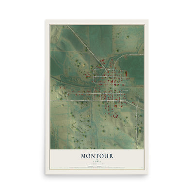 Map of Montour, Iowa, 12 x 18 inch unframed archival matte print