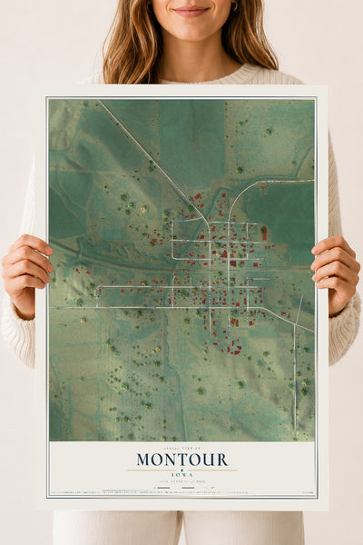 Map of Montour, Iowa, 18 x 24 inch unframed archival matte print