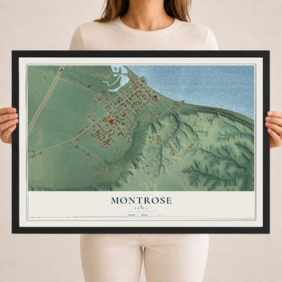 Map of Montrose, Iowa, 18 x 24 inch print in a black wood frame