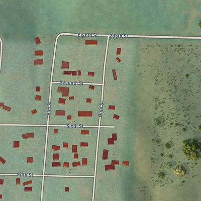 Second close-up of the map of Moorhead, Iowa print showing more streets and buildings