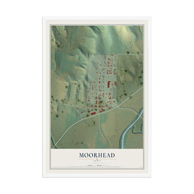 Map of Moorhead, Iowa, 12 x 18 inch print in a white wood frame