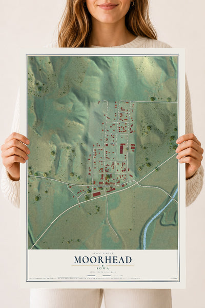 Map of Moorhead, Iowa, 18 x 24 inch unframed archival matte print