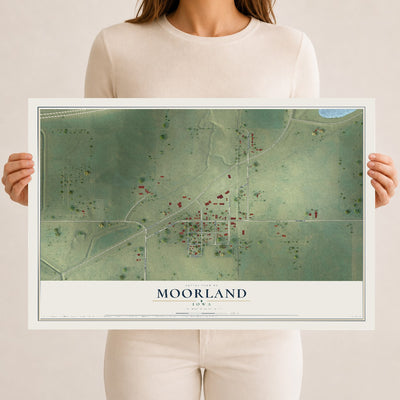 Map of Moorland, Iowa, 12 x 18 inch unframed archival matte print