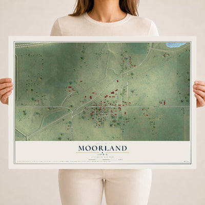Map of Moorland, Iowa, 18 x 24 inch unframed archival matte print