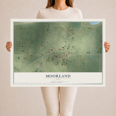 Map of Moorland, Iowa, 24 x 36 inch unframed archival matte print