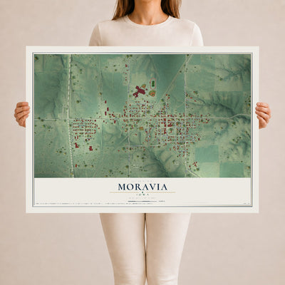 Map of Moravia, Iowa, 24 x 36 inch unframed archival matte print