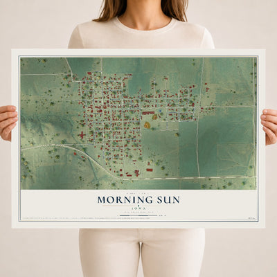Map of Morning Sun, Iowa, 18 x 24 inch unframed archival matte print
