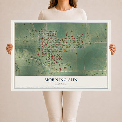 Map of Morning Sun, Iowa, 24 x 36 inch unframed archival matte print