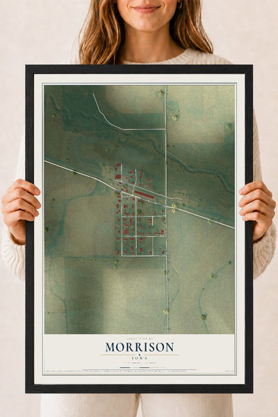 Map of Morrison, Iowa, 18 x 24 inch print in a black wood frame