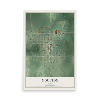 Map of Moulton, Iowa, 12 x 18 inch unframed archival matte print