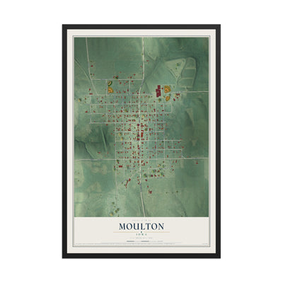 Map of Moulton, Iowa, 12 x 18 inch print in a black wood frame