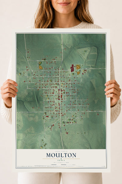 Map of Moulton, Iowa, 18 x 24 inch unframed archival matte print
