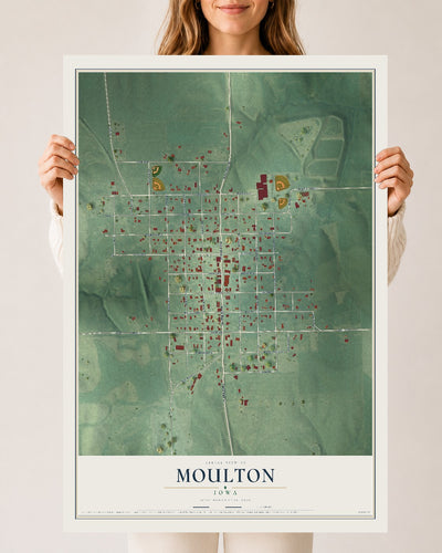 Map of Moulton, Iowa, 24 x 36 inch unframed archival matte print