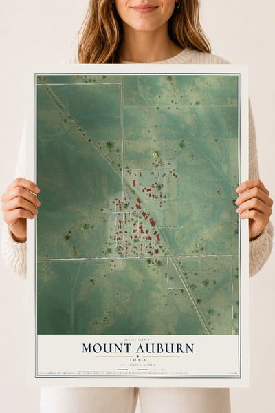 Map of Mount Auburn, Iowa, 18 x 24 inch unframed archival matte print