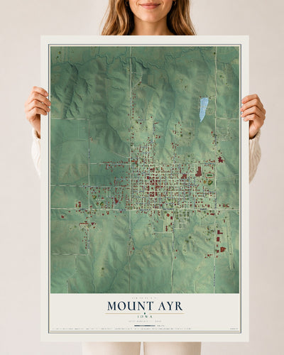 Map of Mount Ayr, Iowa, 24 x 36 inch unframed archival matte print