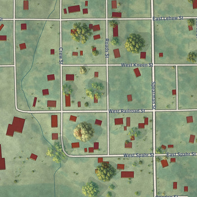 Close-up of the map of Mount Union, Iowa print showing street and building detail