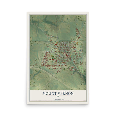 Map of Mount Vernon, Iowa, 12 x 18 inch unframed archival matte print