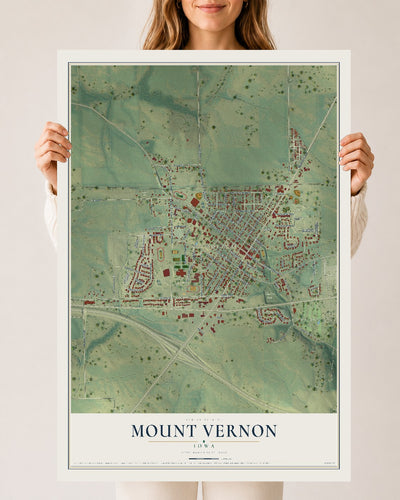 Map of Mount Vernon, Iowa, 24 x 36 inch unframed archival matte print
