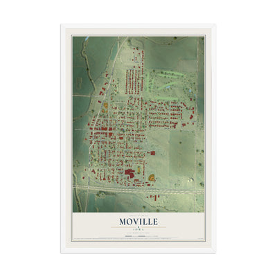Map of Moville, Iowa, 12 x 18 inch print in a white wood frame