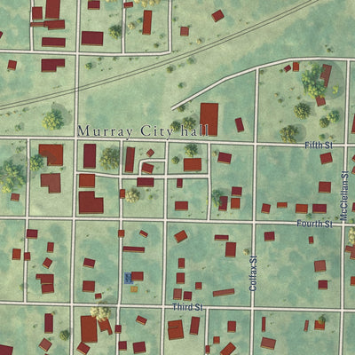 Close-up of the map of Murray, Iowa print showing street and building detail