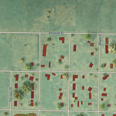Second close-up of the map of Murray, Iowa print showing more streets and buildings