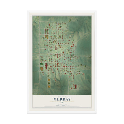 Map of Murray, Iowa, 12 x 18 inch print in a white wood frame