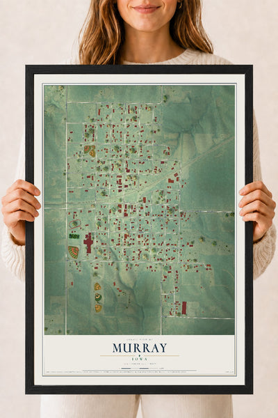 Map of Murray, Iowa, 18 x 24 inch print in a black wood frame