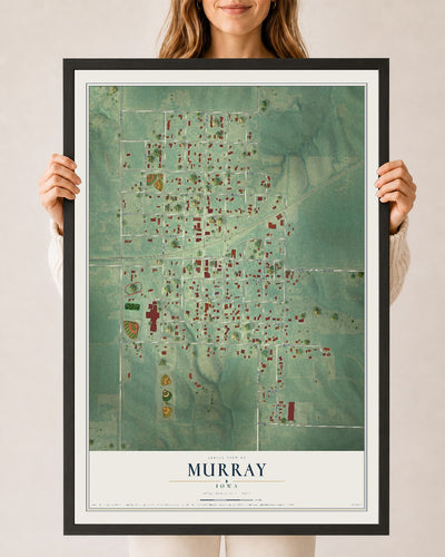 Map of Murray, Iowa, 24 x 36 inch print in a black wood frame