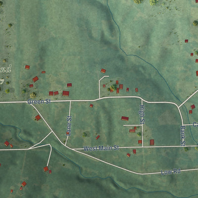 Second close-up of the map of Mystic, Iowa print showing more streets and buildings