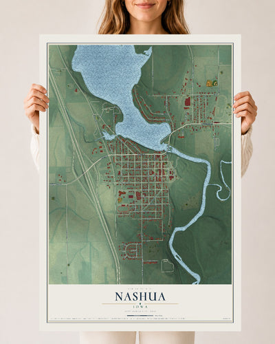 Map of Nashua, Iowa, 24 x 36 inch unframed archival matte print