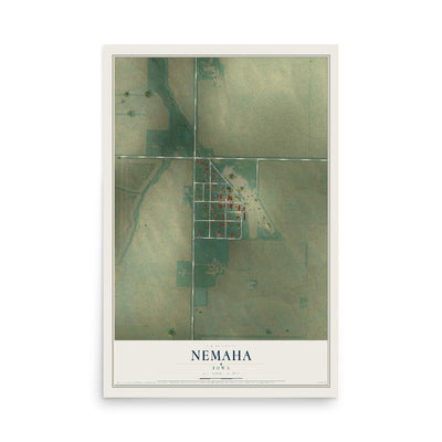 Map of Nemaha, Iowa, 12 x 18 inch unframed archival matte print