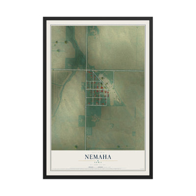 Map of Nemaha, Iowa, 12 x 18 inch print in a black wood frame