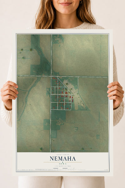 Map of Nemaha, Iowa, 18 x 24 inch unframed archival matte print