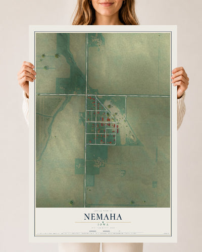 Map of Nemaha, Iowa, 24 x 36 inch unframed archival matte print