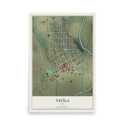 Map of Neola, Iowa, 12 x 18 inch unframed archival matte print