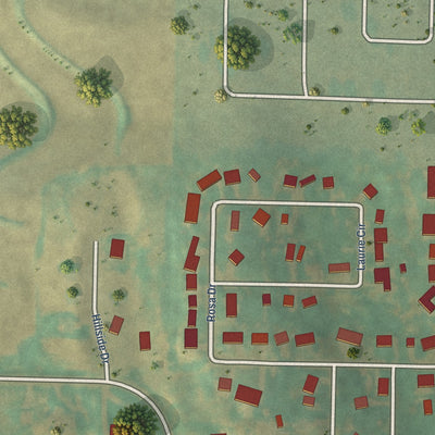 Second close-up of the map of Neola, Iowa print showing more streets and buildings