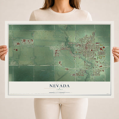 Map of Nevada, Iowa, 18 x 24 inch unframed archival matte print