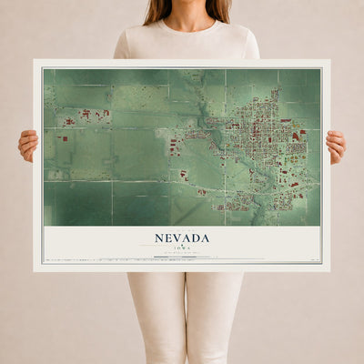 Map of Nevada, Iowa, 24 x 36 inch unframed archival matte print