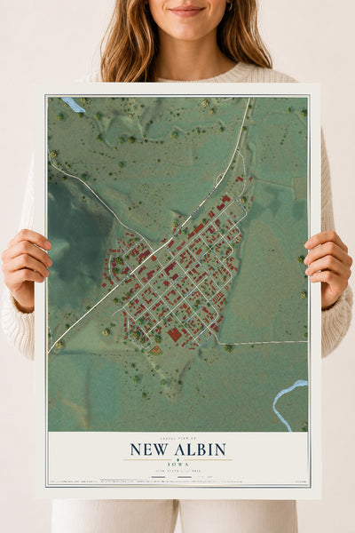 Map of New Albin, Iowa, 18 x 24 inch unframed archival matte print