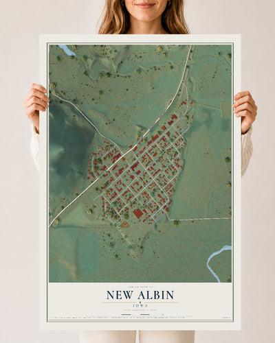 Map of New Albin, Iowa, 24 x 36 inch unframed archival matte print