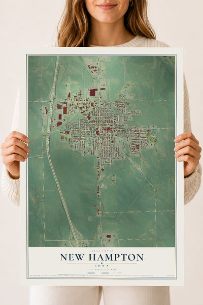 Map of New Hampton, Iowa, 18 x 24 inch unframed archival matte print